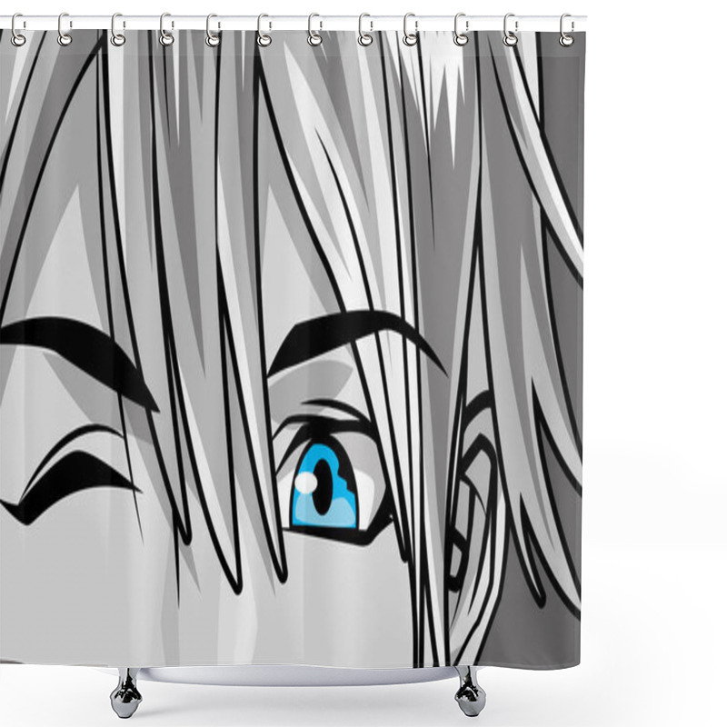 Personality  Face Young Man Monochrome Anime Style Character Shower Curtains