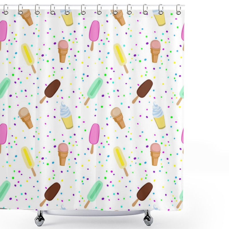 Personality  Ice Cream And Popsicle Party Seamless Vector Pattern. Shower Curtains