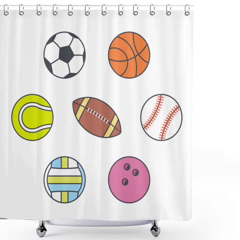 Personality  Sports Balls Set Shower Curtains