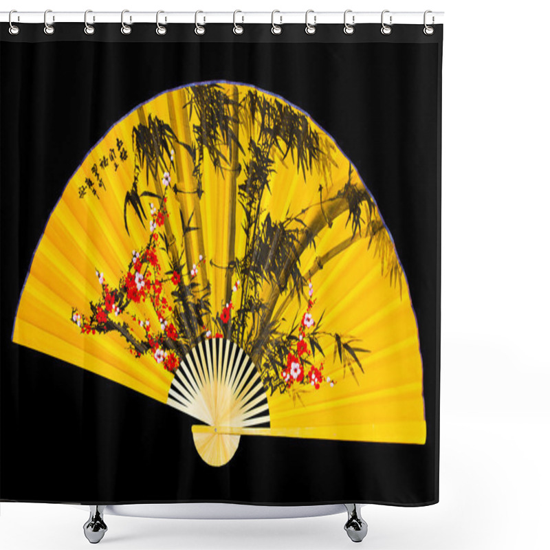 Personality  Japanese Fan On A Black Background Shower Curtains