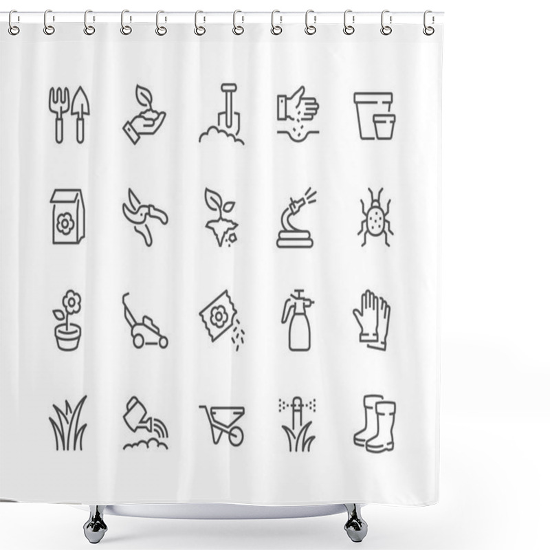 Personality  Line Gardening Icons Shower Curtains