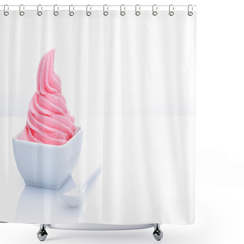 Personality  Red Frozen Yogurt With Copyspace On White Background Shower Curtains