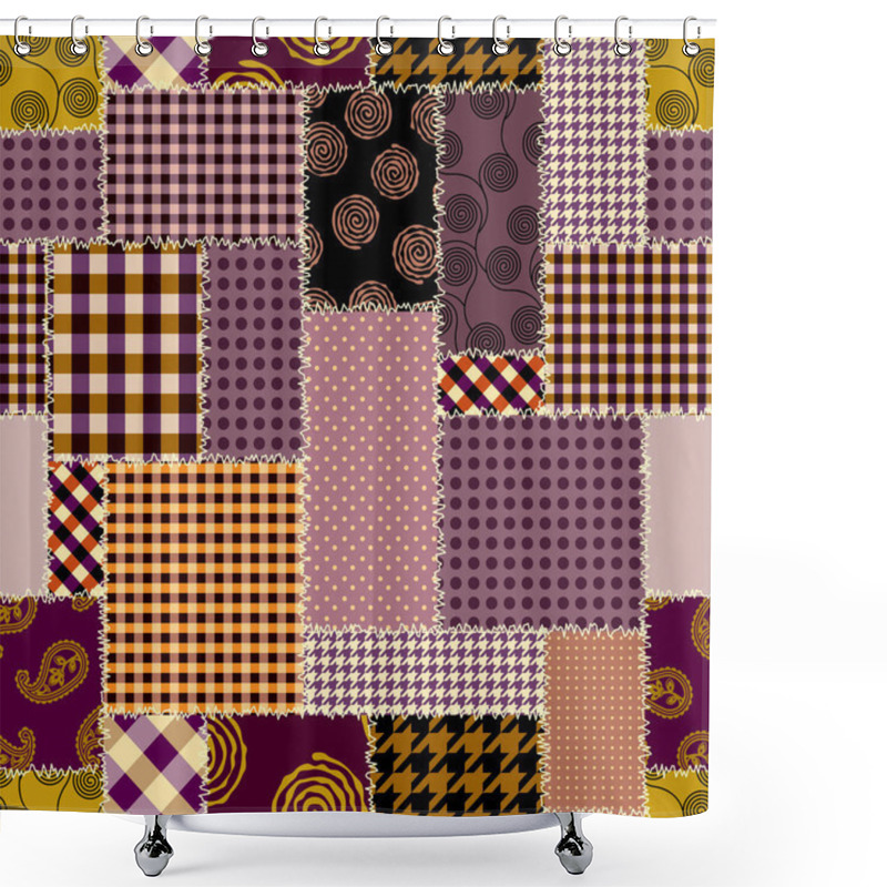 Personality  Patchwork Textile Pattern. Seamless Quilting Design Background. Shower Curtains