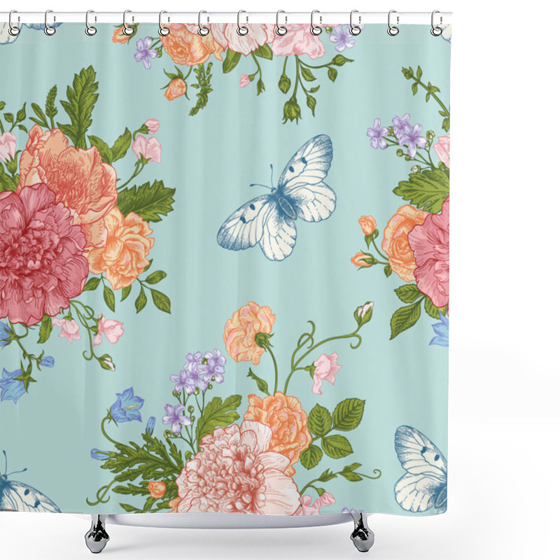 Personality  Pattern With  Flowers And Butterflies. Shower Curtains