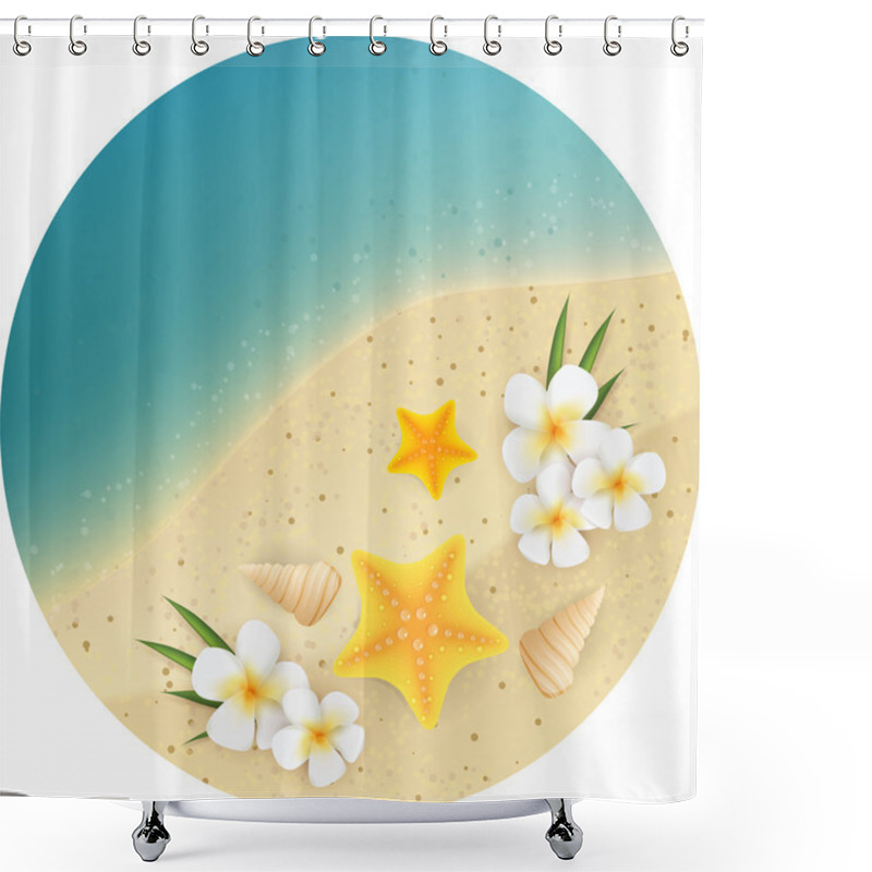 Personality  Sand And Sea Round Banner Shower Curtains