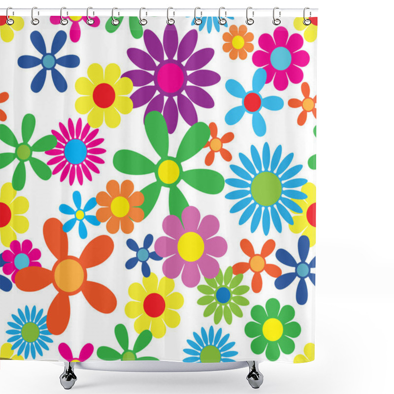 Personality  Hippie Flowers Seamless Repeating Pattern Vector Illustration Shower Curtains