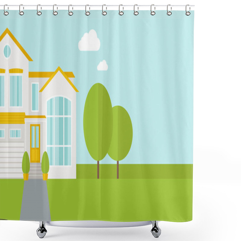 Personality  Big House With Trees Shower Curtains