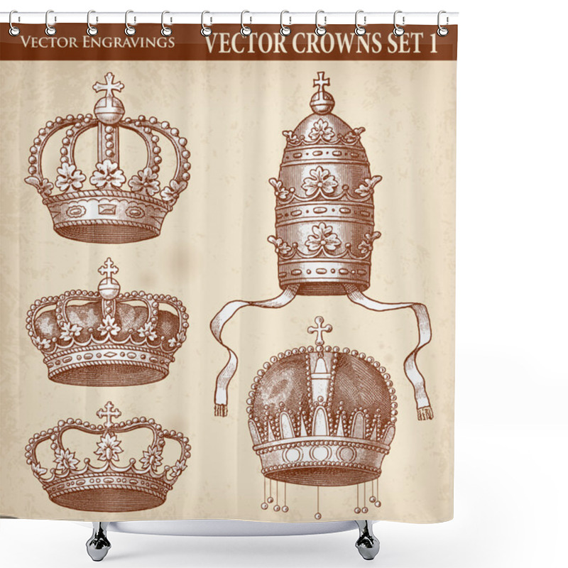 Personality  Hi Detail Antique Crown Illustration Set Shower Curtains