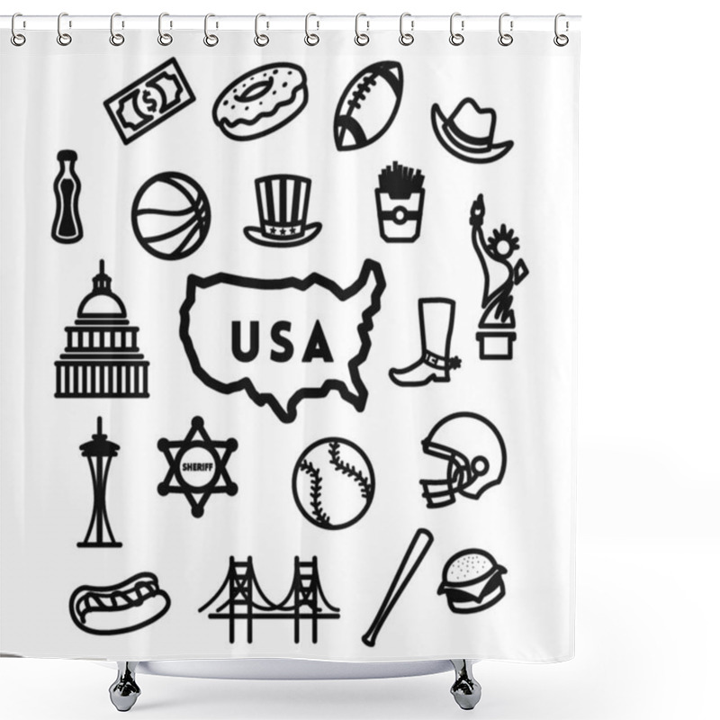 Personality  Set Of American Icons Shower Curtains