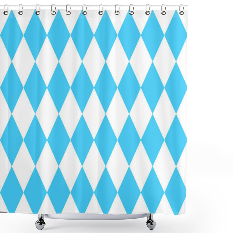 Personality  Blue Traditional Bavarian Oktoberfest Rhombus Seamless Pattern. Simple Geo Background. Lattice Pattern. Modern Minimalistic Modern. Contemporary Vector Print. Shower Curtains