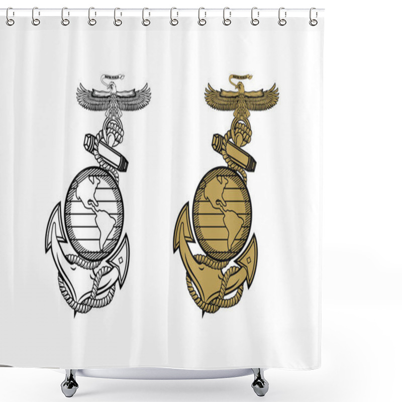 Personality  United State Marine Corps Eagle Globe And Anchor Ega Design Illustration Vector Eps Format , Suitable For Your Design Needs, Logo, Illustration, Animation, Etc. Shower Curtains