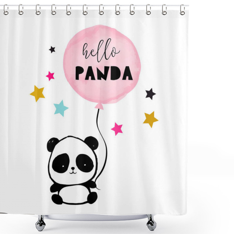 Personality  Cute Panda Bear Illustration, Simple Style Card, Poster Shower Curtains