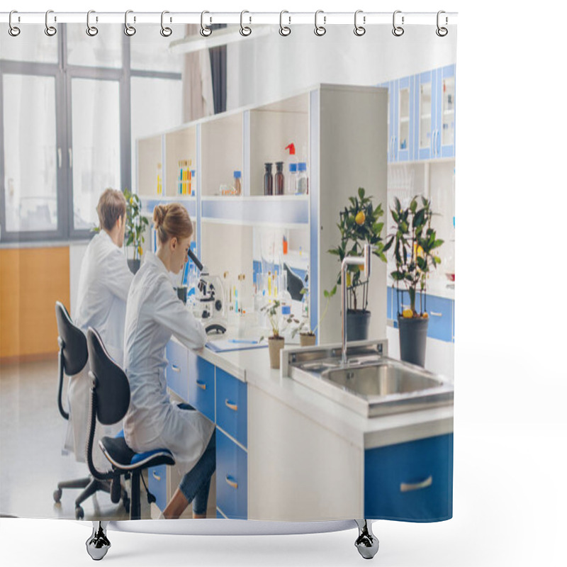 Personality  Scientists In Biological Laboratory Shower Curtains