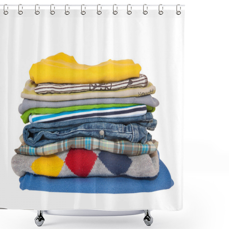 Personality  Pile Of Clothes Isolated On White Shower Curtains