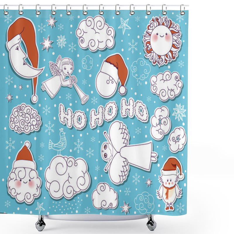 Personality  Christmas Sky And Weather Forecast Design Elements Shower Curtains