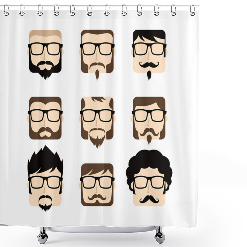 Personality  Little Hipster Guys Set Shower Curtains