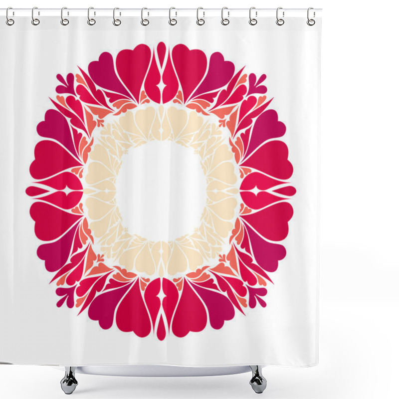 Personality  Round Frame With Decorative Elements Heart Shower Curtains