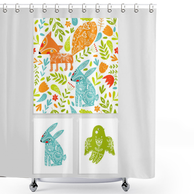 Personality   Illustration With Wild Animals Shower Curtains