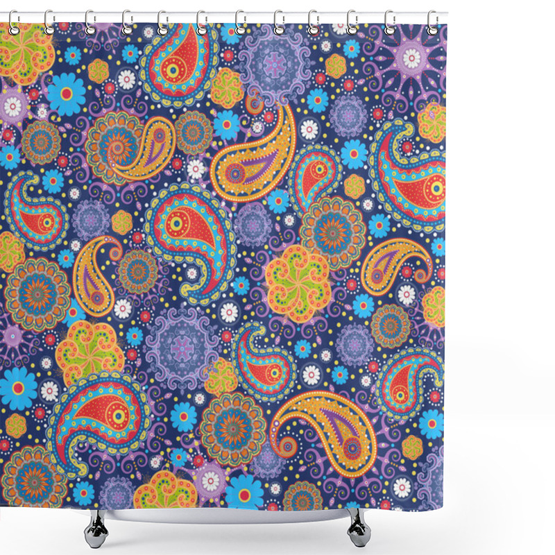 Personality  Retro 60s 70s Hippie Style Bohemian Tile Pattern Shower Curtains