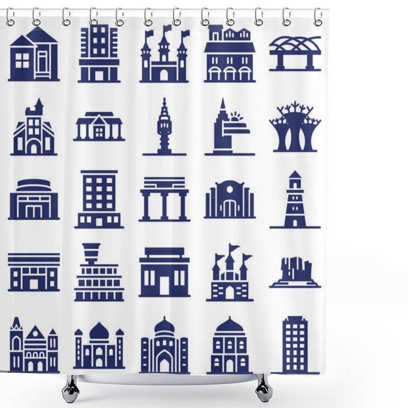 Personality  World Landmarks Isolated Vector Icons Set That Can Easily Modify Or Edit Shower Curtains