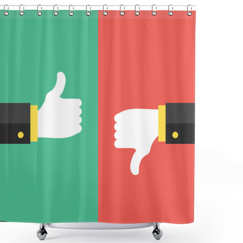 Personality  Thumbs Up And Thumbs Down Hand Sign Shower Curtains