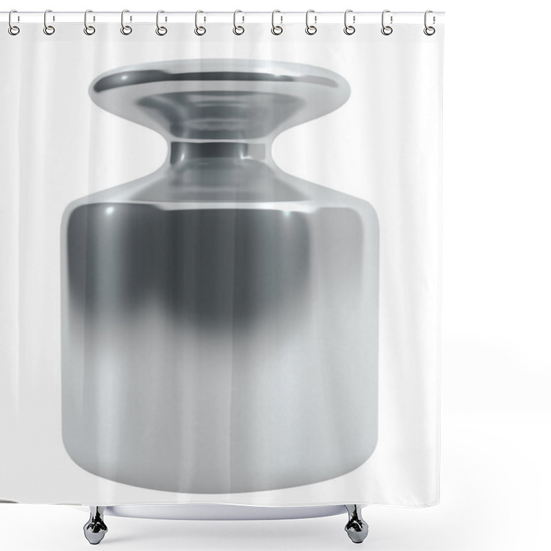 Personality  Metal Calibration Weight Isolated On White. Shower Curtains