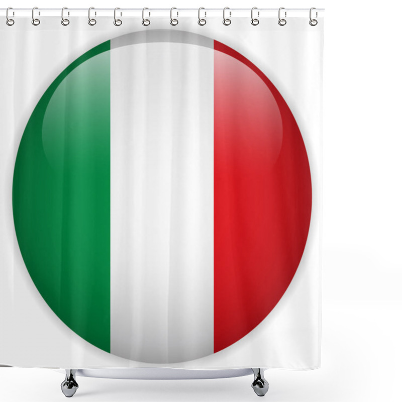 Personality  Italy Flag Glossy Button Shower Curtains