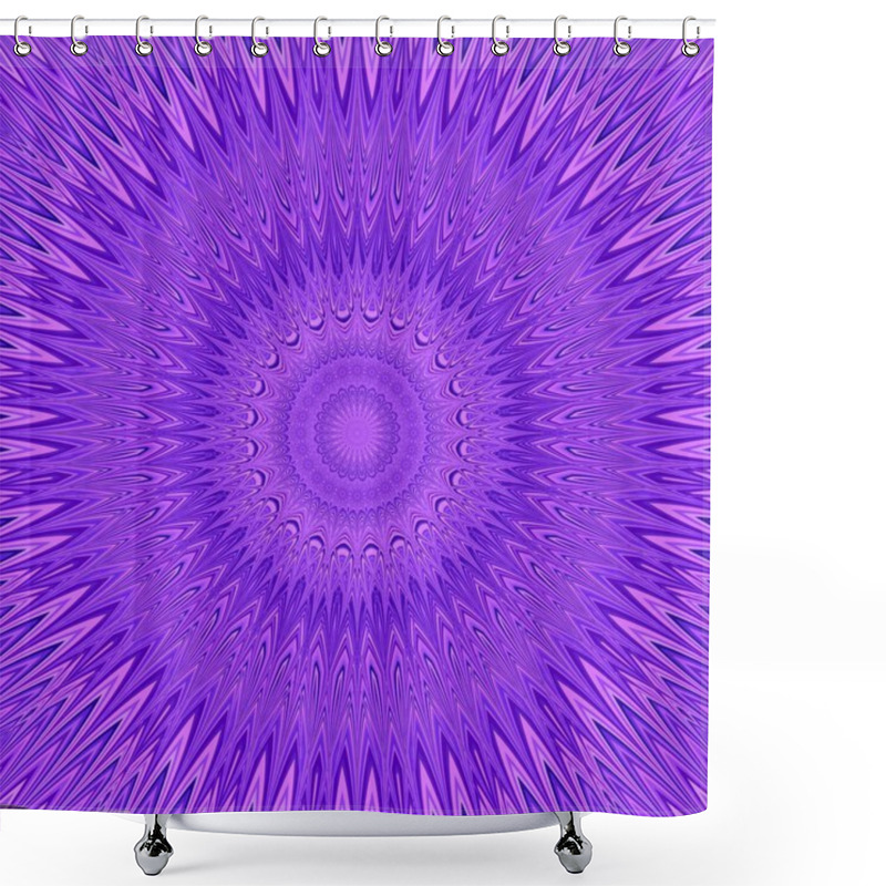 Personality  Purple Mandala Explosion Fractal Background - Round Symmetrical Vector Pattern Graphic From Curved Stars Shower Curtains