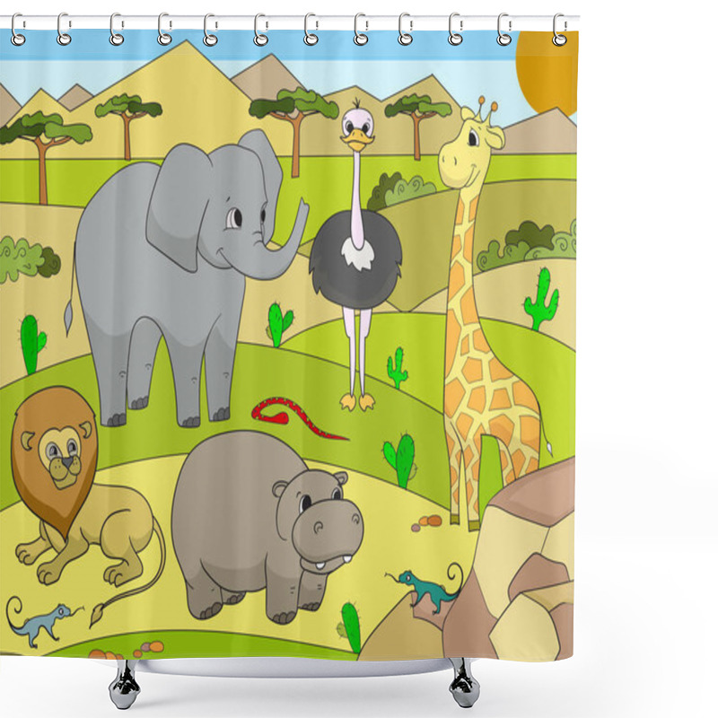 Personality  Animals Of Africa Savanna Vector For Adults Shower Curtains