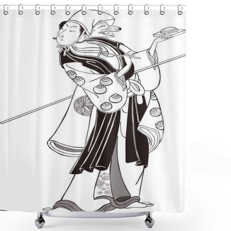 Personality  Ukiyo-e Kabuki Actor 32 Black And White Shower Curtains