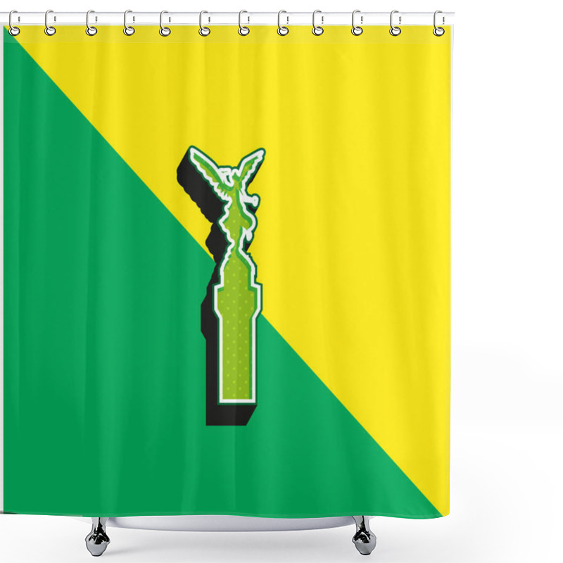 Personality  Angel Of Independence Of Mexico Green And Yellow Modern 3d Vector Icon Logo Shower Curtains