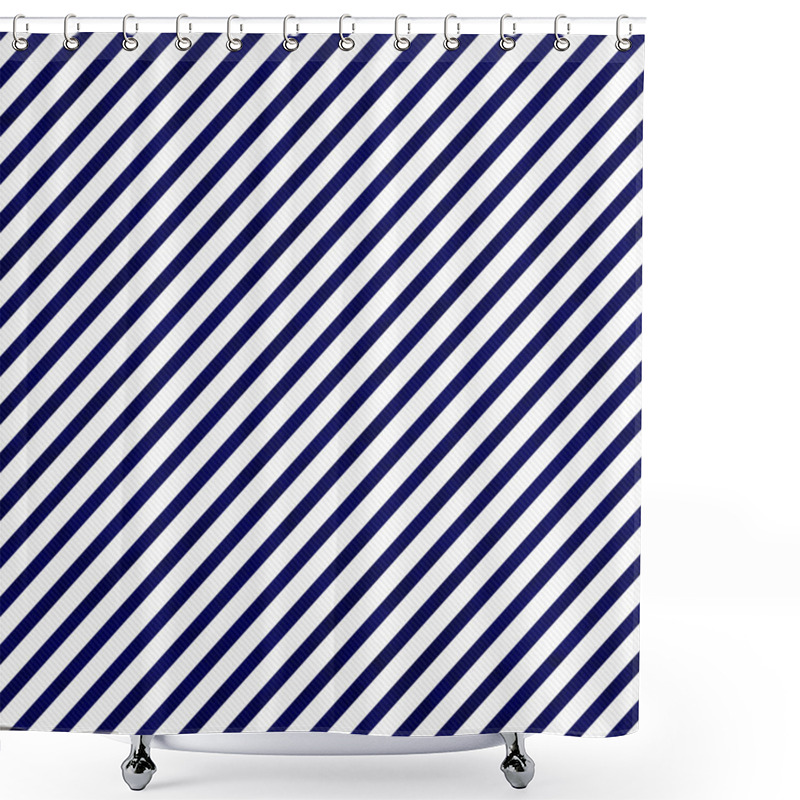 Personality  Navy Blue And White Striped Pattern Repeat Background Shower Curtains