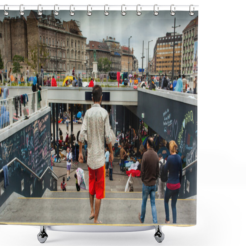 Personality  War Refugees At The Keleti Railway Station Shower Curtains