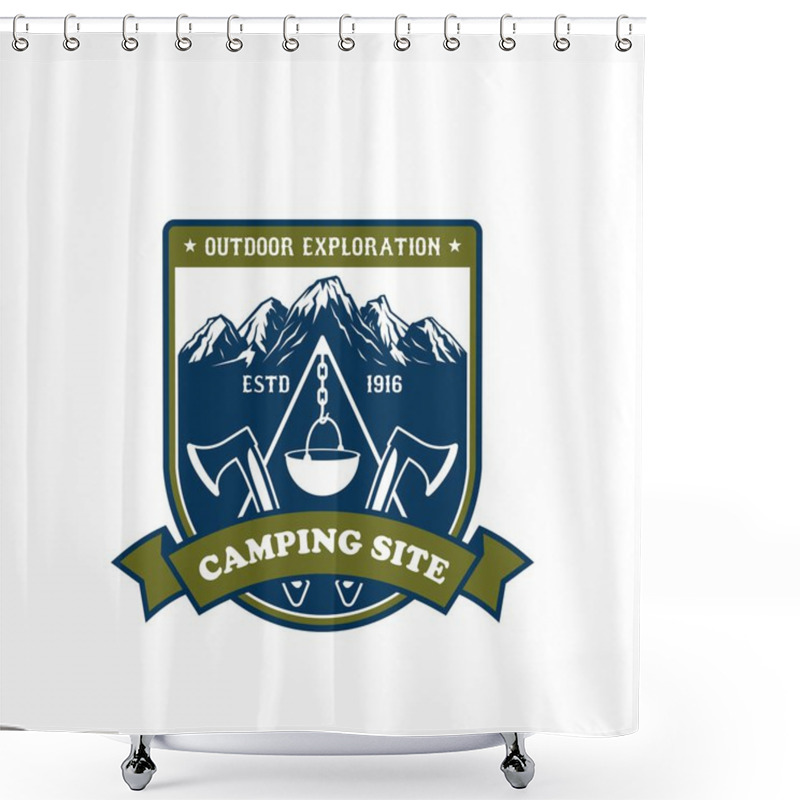 Personality  Camping And Outdoor Adventure Badge Design Shower Curtains