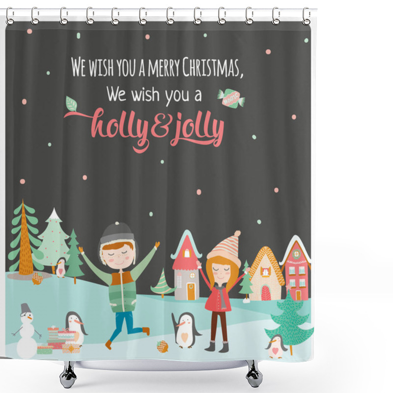 Personality  Merry Christmas And Happy New 2016 Year Shower Curtains