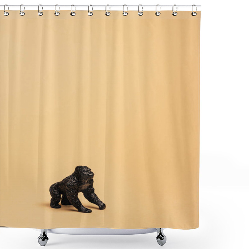 Personality  Black Toy Gorilla On Yellow Background, Animal Welfare Concept Shower Curtains