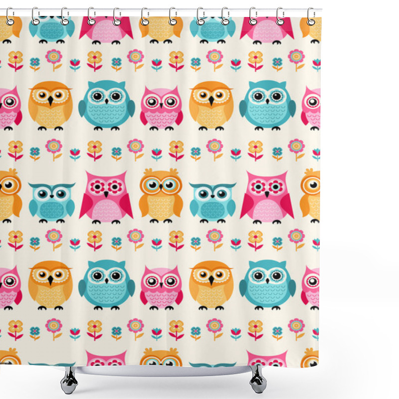 Personality  Seamless Cartoon Owls Pattern Shower Curtains