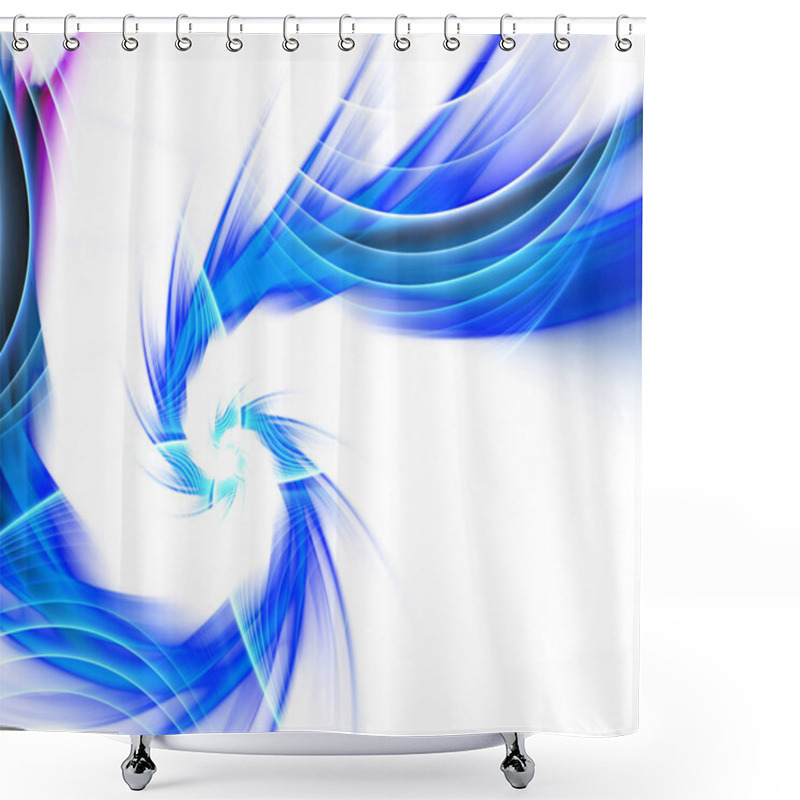 Personality  Blue Fractal Plasma Vortex Shower Curtains