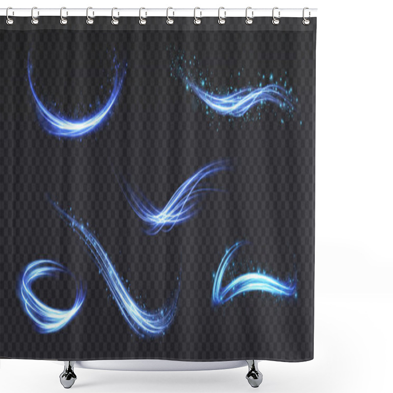 Personality  Set Of Abstract Light Lines Of Movement And Speed. Light Blue Ellipse. Brilliant Galaxy. Glowing Podium. Space Tunnel. Light Everyday Glowing Effect. Semicircular Wave, Light Vortex Wake. Bright Spira Shower Curtains