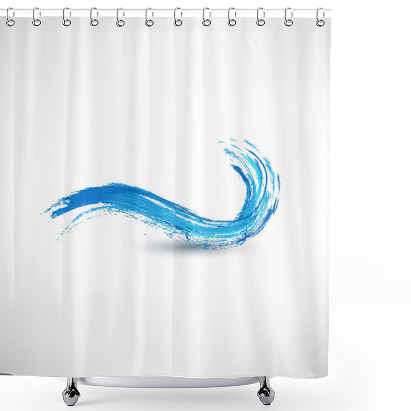 Personality  Blue Wave Sign Shower Curtains