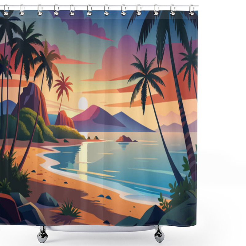 Personality  Summer Tropical Beach Landscape Background Shower Curtains