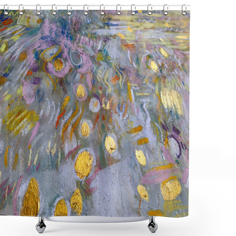 Personality  Expressionism Gold Sky Background. Trendy Painting Texture. Abstract Music Wallpaper Cover For Festival With Pastel Artistic Backdrop. Shower Curtains