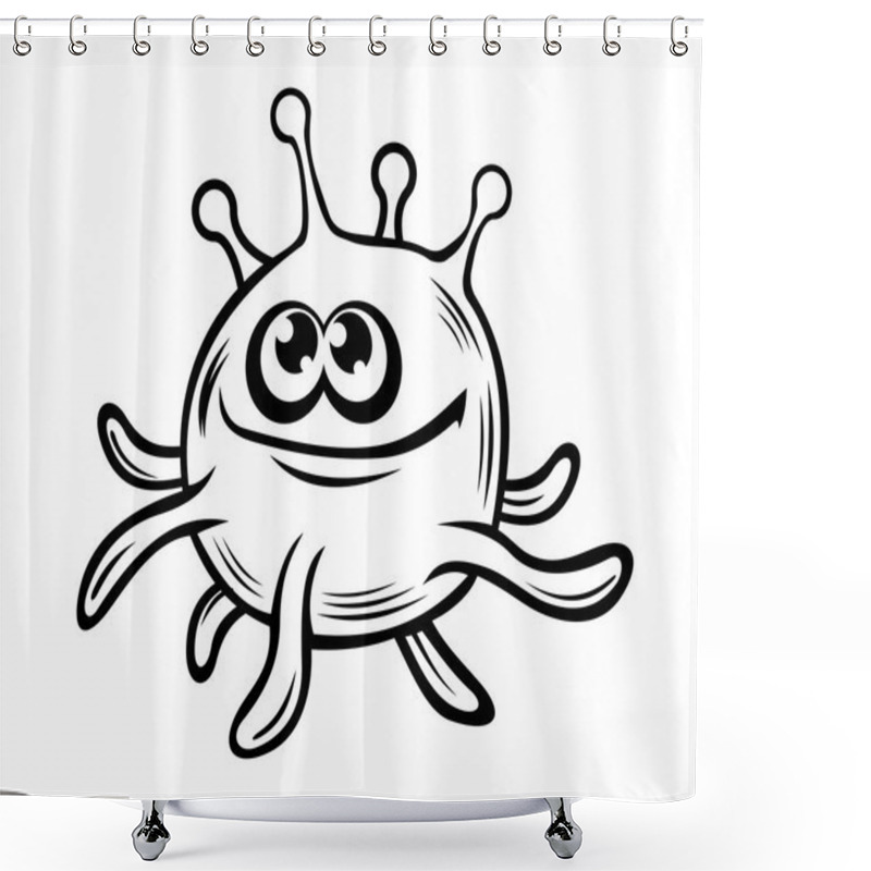 Personality  Funny Smiling Little Monster With Tentacles Shower Curtains