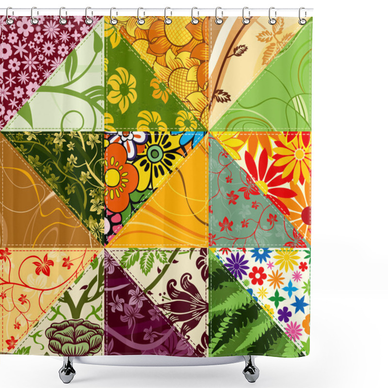 Personality  Flower Patchwork Shower Curtains