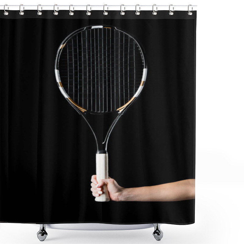 Personality  Hand With Tennis Racquet Shower Curtains