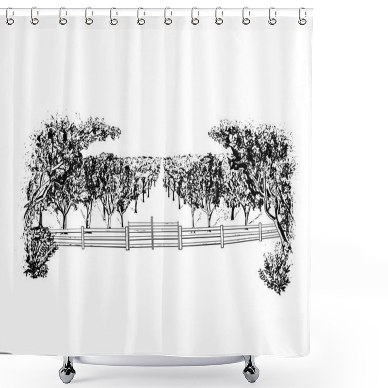 Personality  Landscape With Orchard Shower Curtains