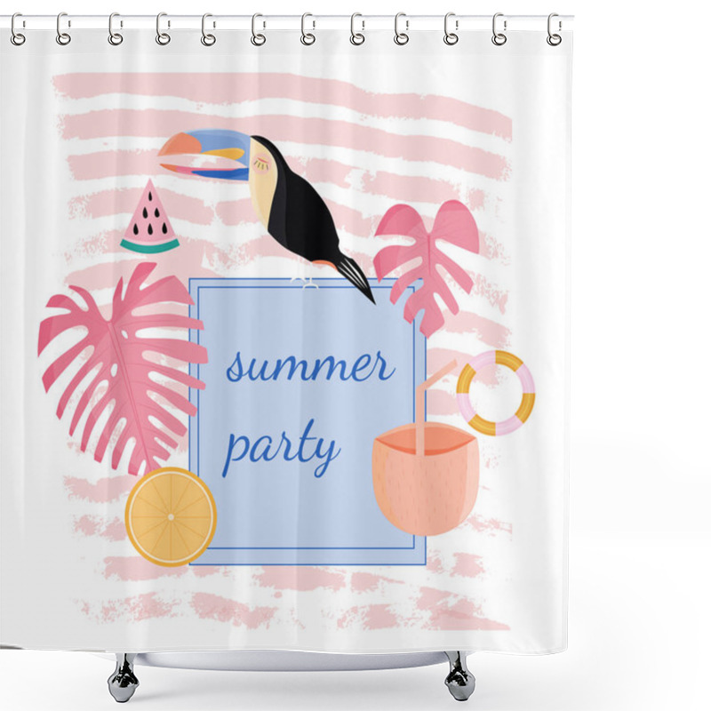 Personality  Summer Party Design.  Banner Template. Shower Curtains