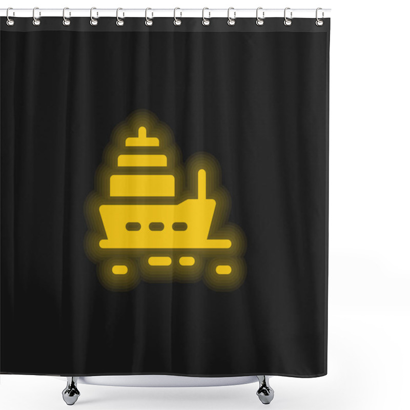 Personality  Boat Yellow Glowing Neon Icon Shower Curtains