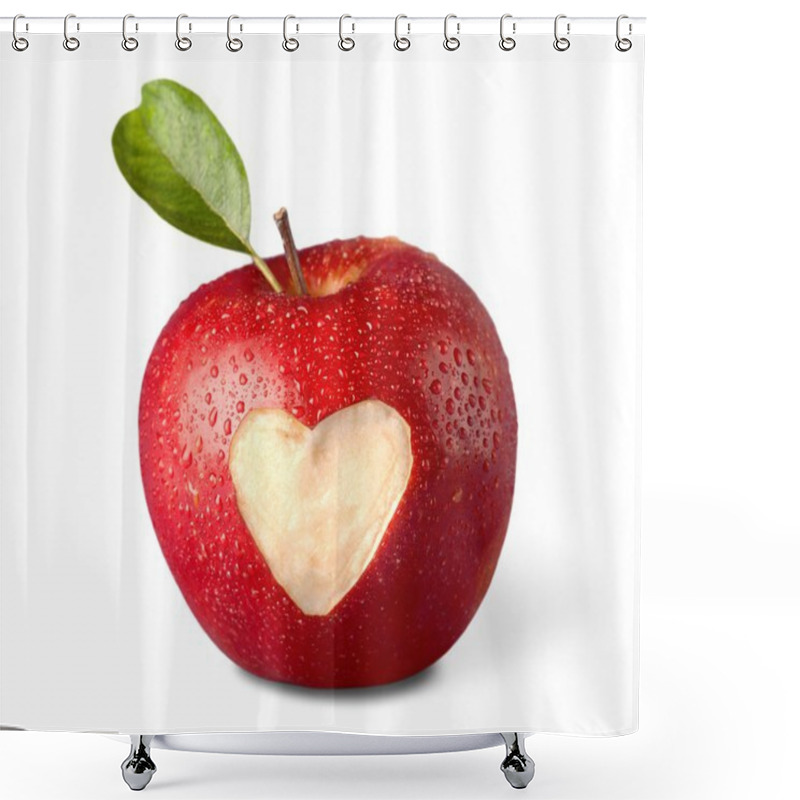 Personality  Apple With A Heart Shaped Cut-out. Shower Curtains