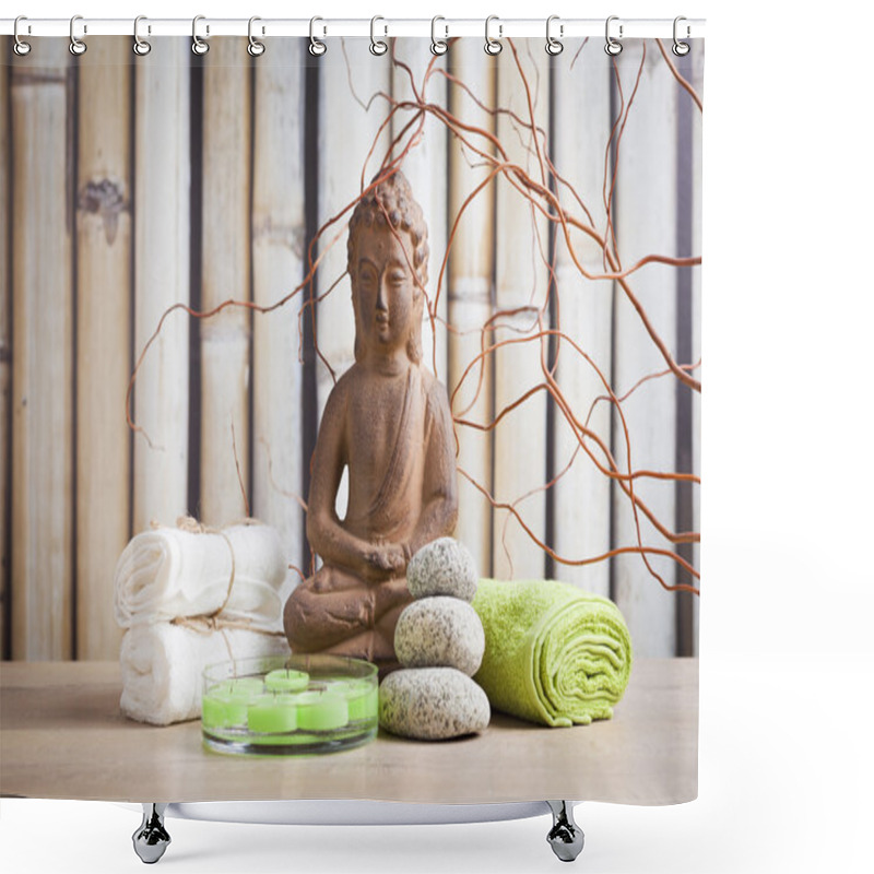 Personality  Ayurveda Symbols For Relaxation And Inner Beauty ,buddha And Meditation Shower Curtains